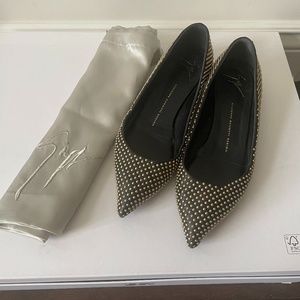 Giuseppe Zanotti Black Leather Studded Ballet Flat